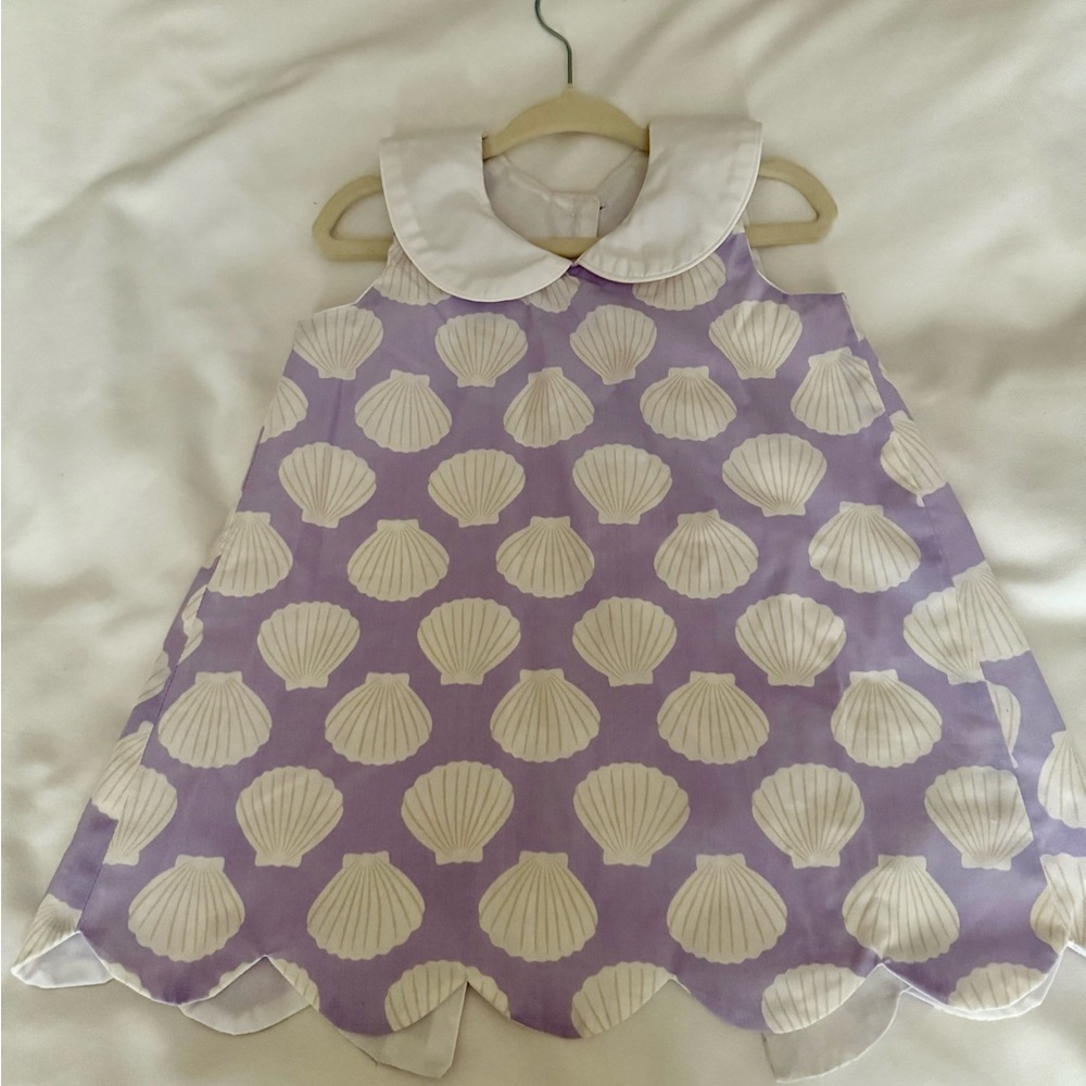 Purple Shell Print Dress with Peter Pan Collar